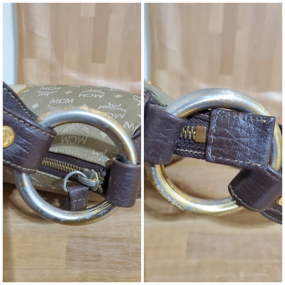 MCM Visetos Jacquard Baguette Green Shoulder Bag - Picture 6 of 8